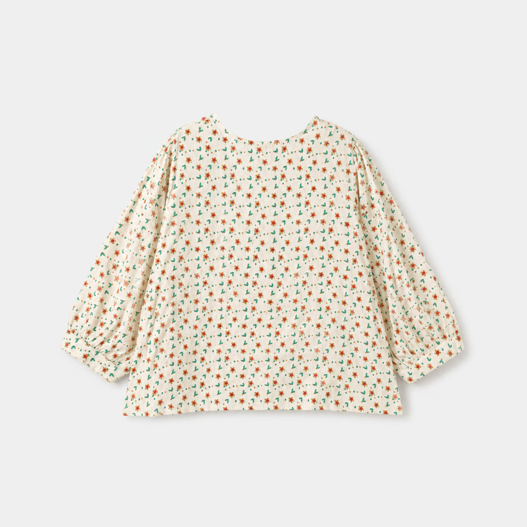 Girls Poly Cotton Casual Top Spiral- Off White