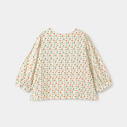 Girls Poly Cotton Casual Top Spiral- Off White