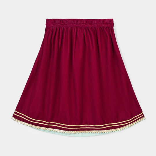 Infant Girls Velvet 2Pcs Little Pari- Maroon