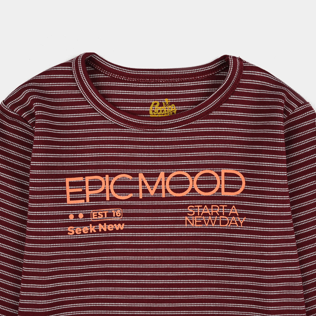 Boys 2x1 Rib T-Shirt F/S Epic Mood-RED