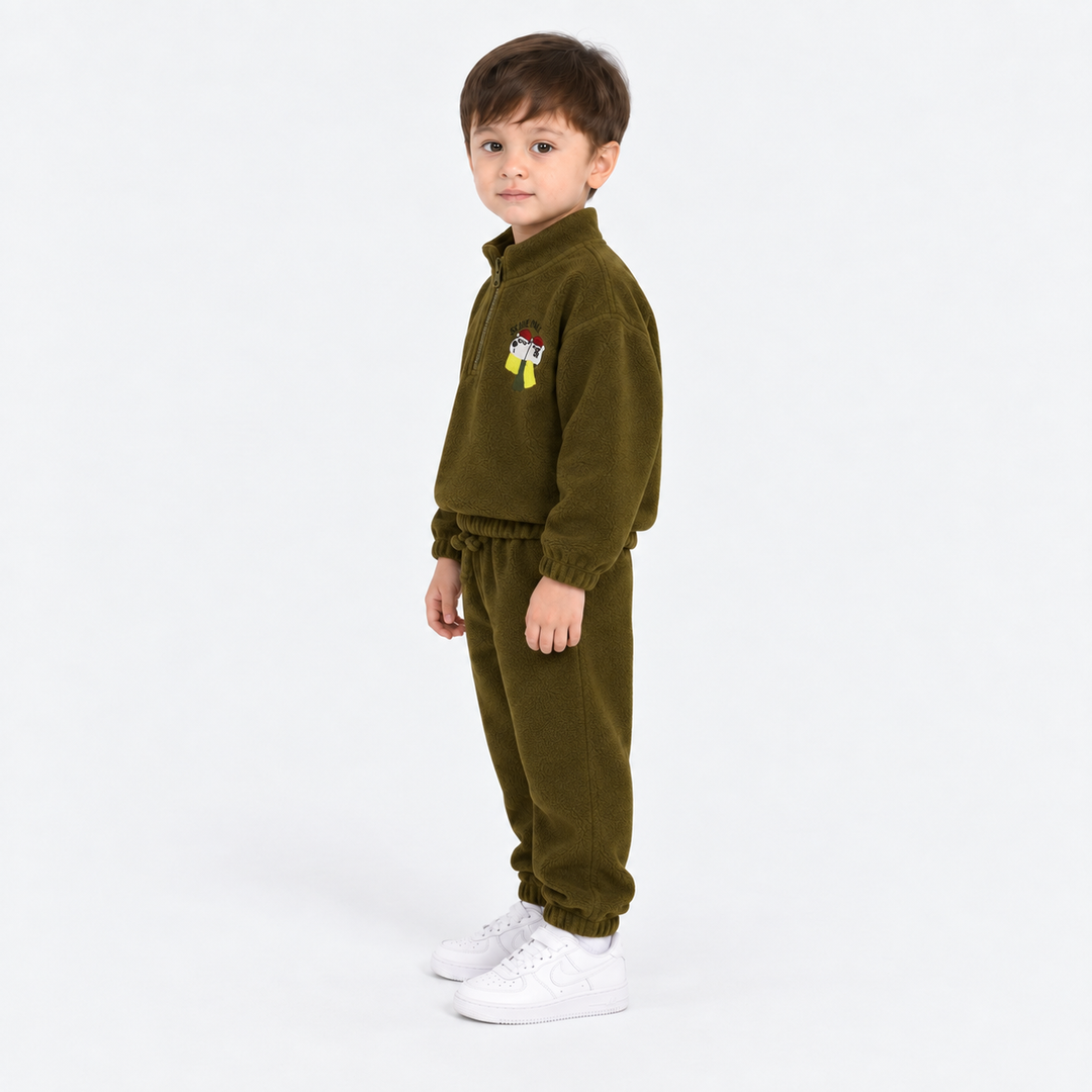 Infant Boys Velour 2Pcs Suit Scarfs Pals-GREEN