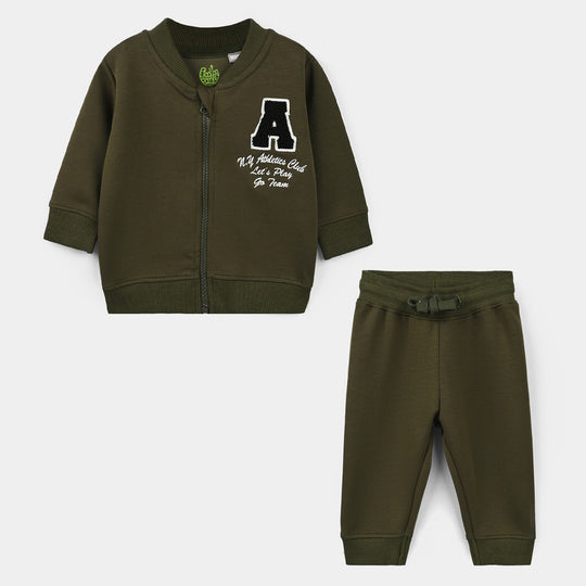 Infant Boys Velour 2Pcs Suit Atheletic Club-GREEN