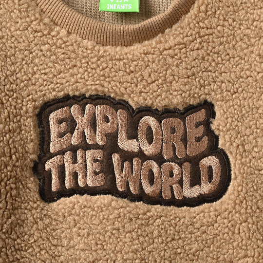 Infant Boys Sherpa 2Pcs Suit Lil Explorer-BROWN