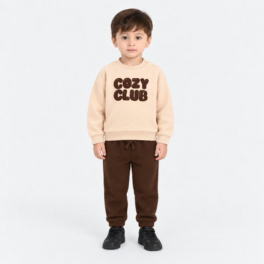Infant Boys Yarn Dyed 2Pcs Suit Cozyclub-BROWN
