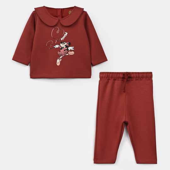 Infant Girls Cotton Interlock 2Pcs Suit Character-Red