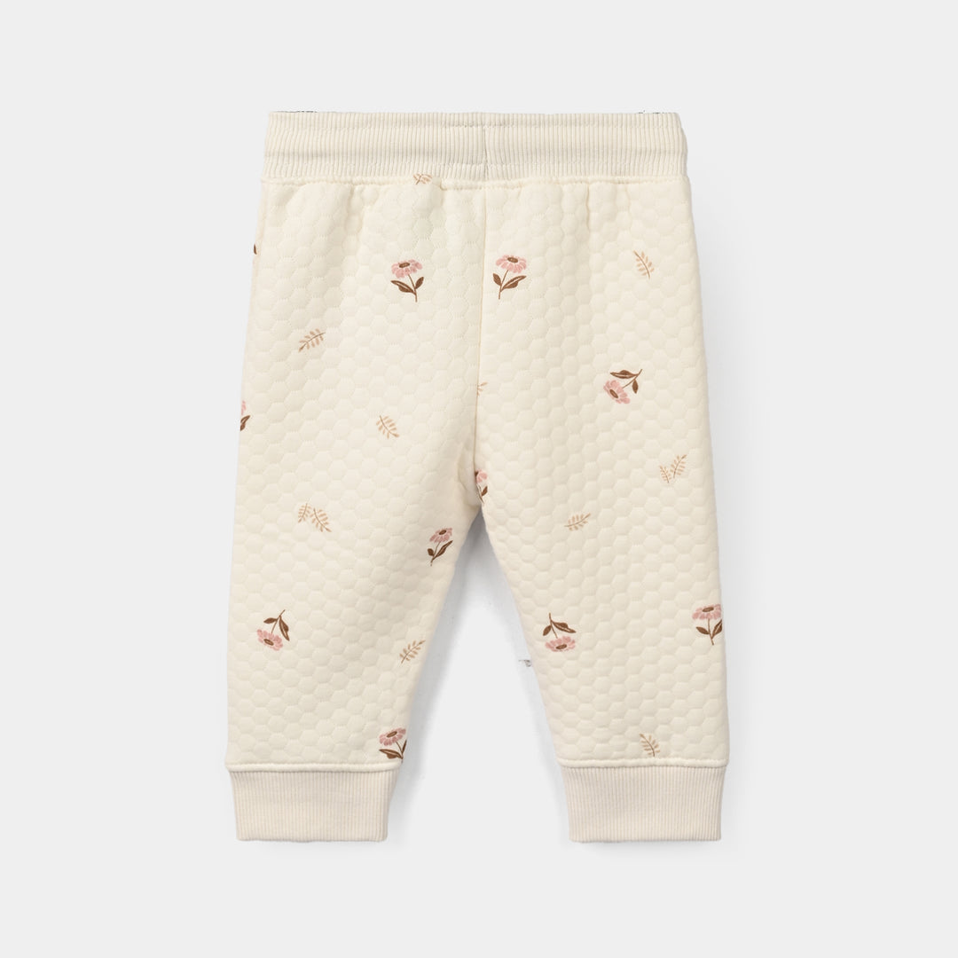Infant Girls Quilted 2Pcs Suit Floral-WHITE