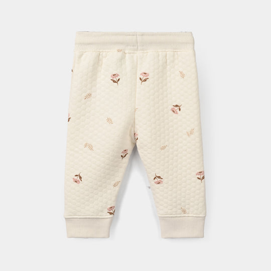 Infant Girls Quilted 2Pcs Suit Floral-WHITE