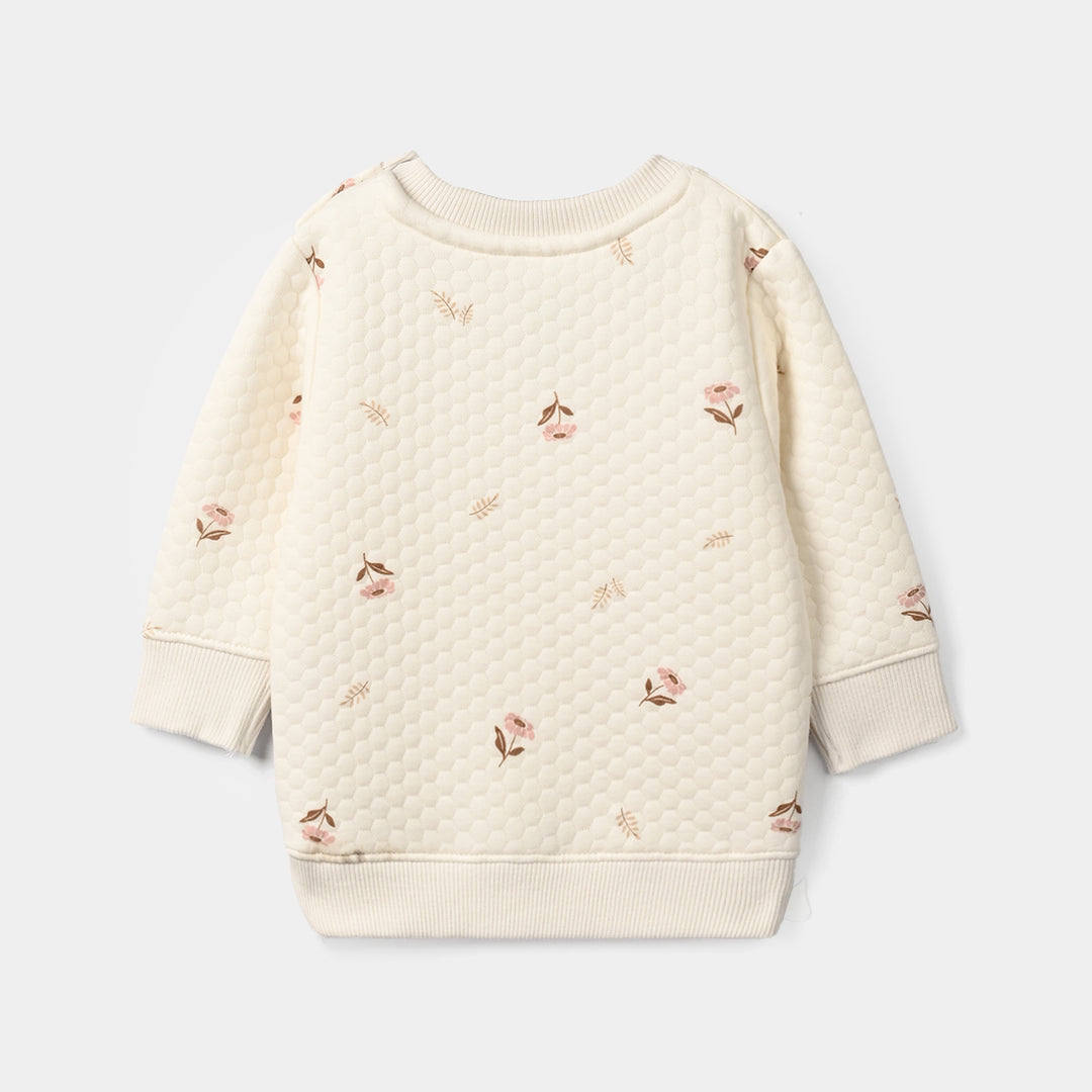 Infant Girls Quilted 2Pcs Suit Floral-WHITE