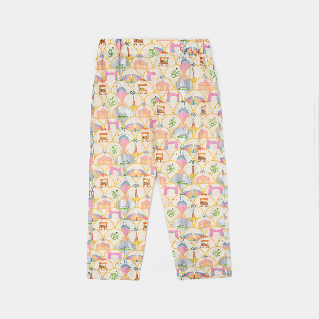 Girls Cotton Ind Printed 2Pcs Minar -E- Pakistan-White