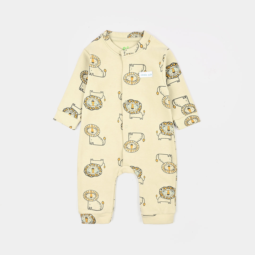 Infant Boys Yarn Dyed Rib Knitted Romper LION-OFF-White