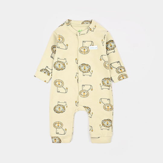 Infant Boys Yarn Dyed Rib Knitted Romper LION-OFF-White