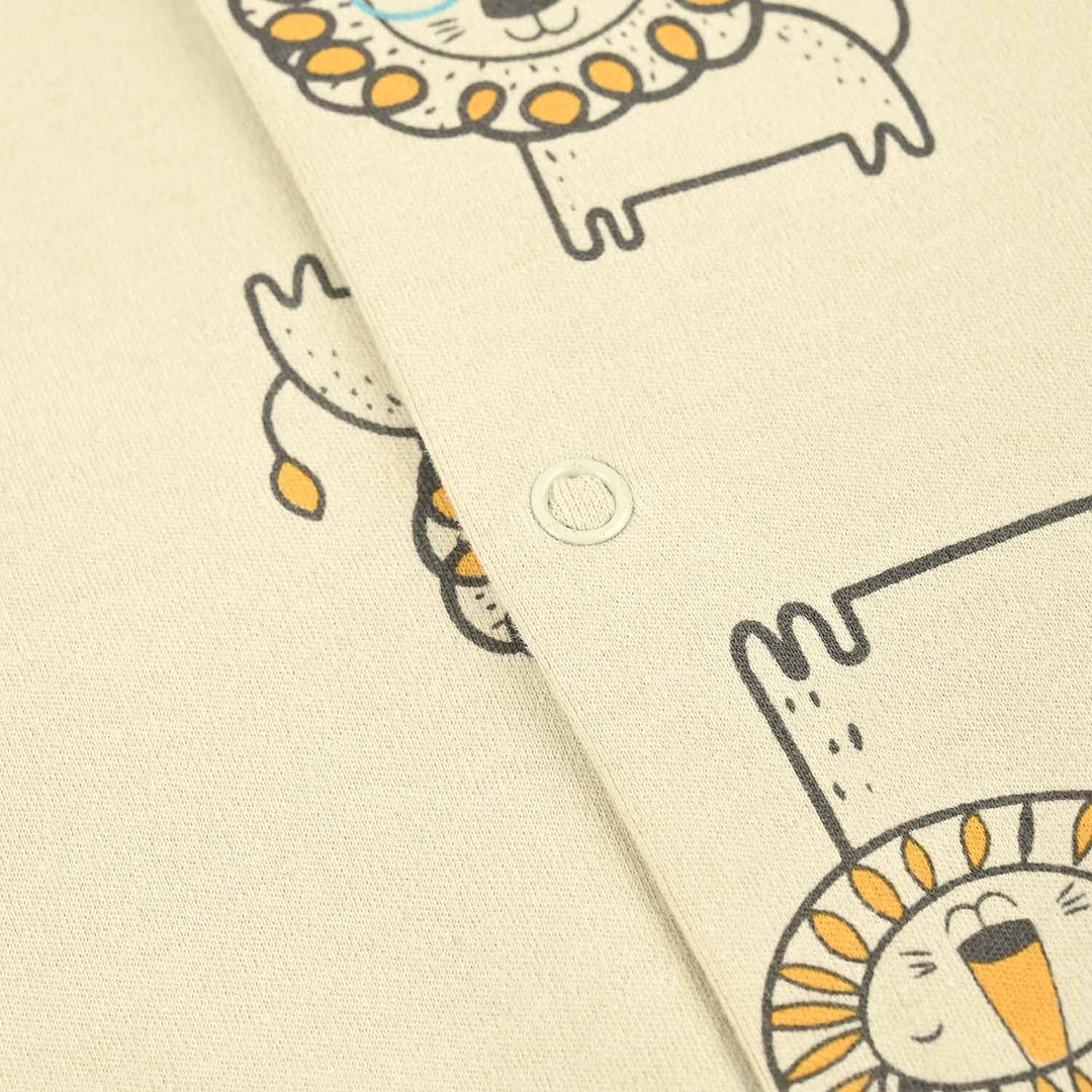Infant Boys Yarn Dyed Rib Knitted Romper LION-OFF-White