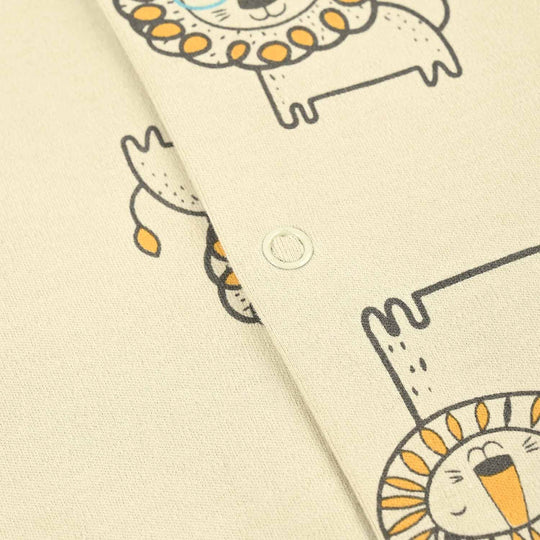 Infant Boys Yarn Dyed Rib Knitted Romper LION-OFF-White