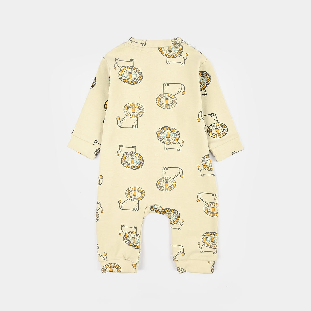 Infant Boys Yarn Dyed Rib Knitted Romper LION-OFF-White