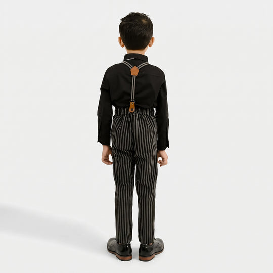 Boys Yarn Dyed 2PC Suit-Linear-BLACK