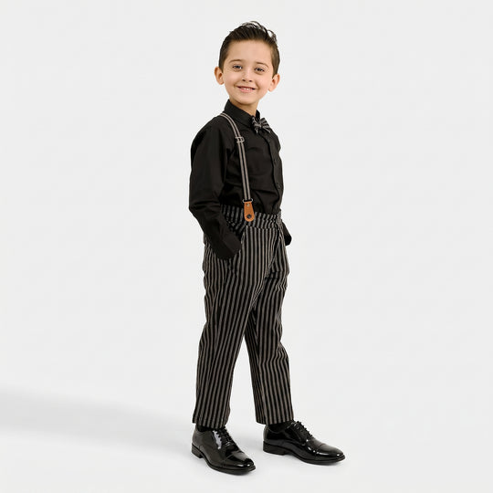 Boys Yarn Dyed 2PC Suit-Linear-BLACK