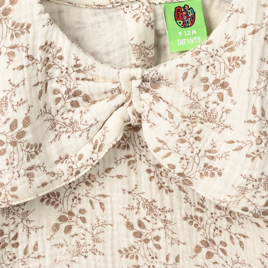 Infant Girls Gauze 2 Pc Suit - Botanical - Off White