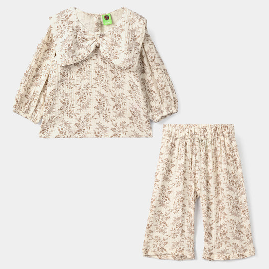 Infant Girls Gauze 2 Pc Suit - Botanical - Off White