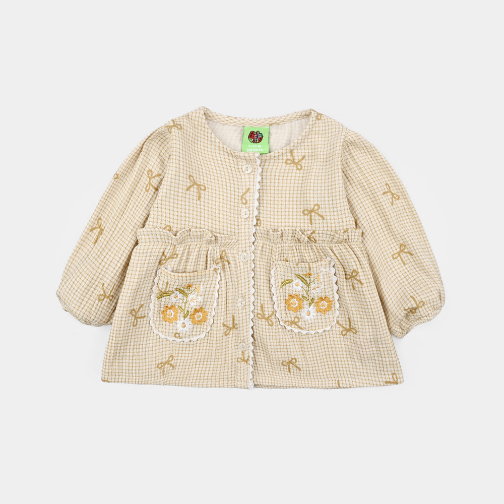 Infant Girls Gauze 2 Pc Suit - Mustard Bouquet - Off White