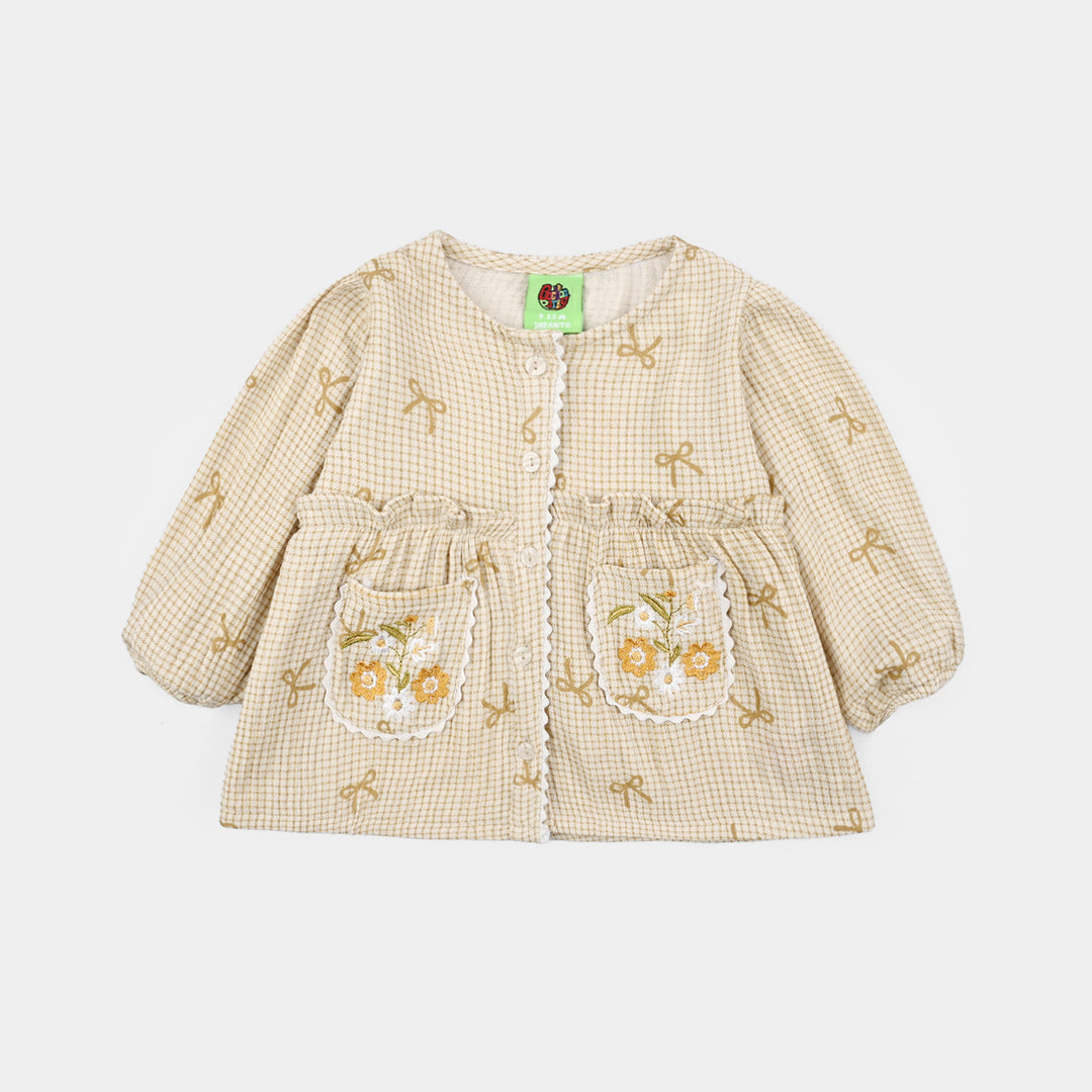 Infant Girls Gauze 2 Pc Suit - Mustard Bouquet - Off White