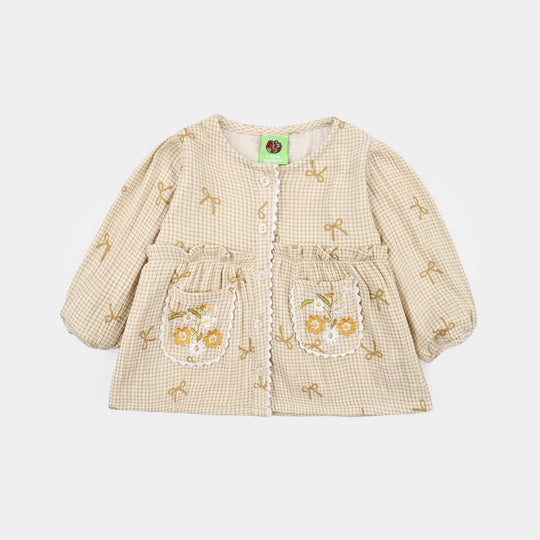 Infant Girls Gauze 2 Pc Suit - Mustard Bouquet - Off White