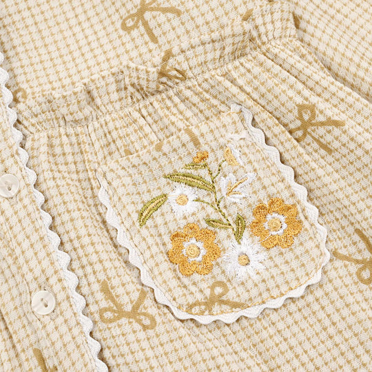 Infant Girls Gauze 2 Pc Suit - Mustard Bouquet - Off White