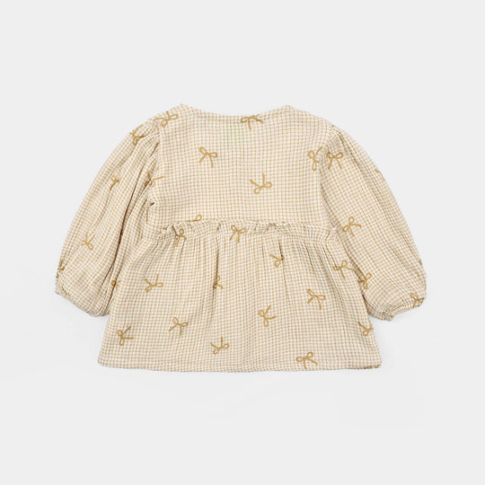 Infant Girls Gauze 2 Pc Suit - Mustard Bouquet - Off White