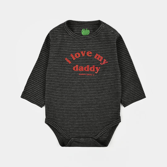 Infant Unisex Yarn Dyed Basic Romper I Love My Daddy-GREY
