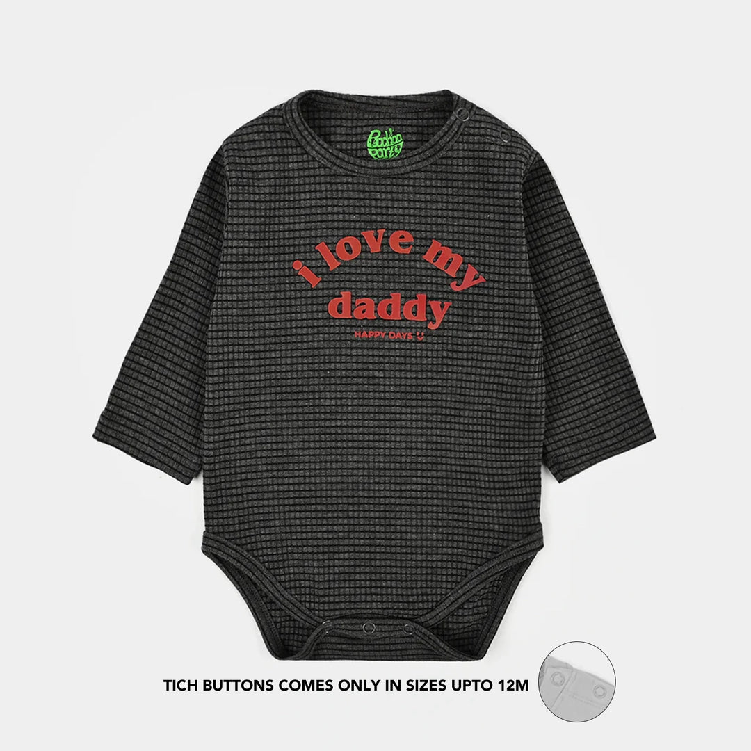 Infant Unisex Yarn Dyed Basic Romper I Love My Daddy-GREY