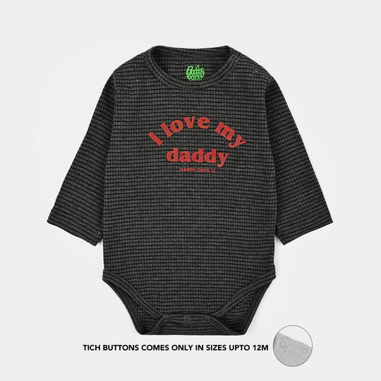 Infant Unisex Yarn Dyed Basic Romper I Love My Daddy-GREY