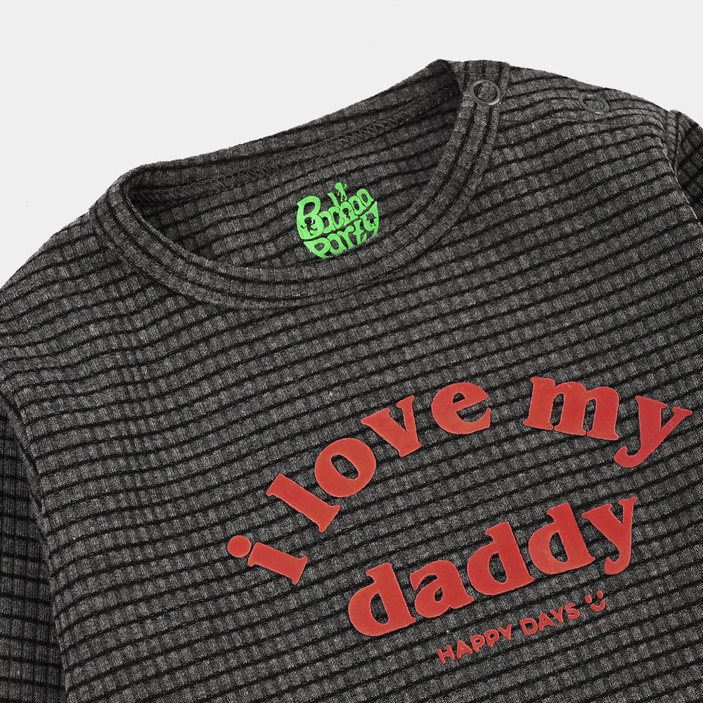 Infant Unisex Yarn Dyed Basic Romper I Love My Daddy-GREY