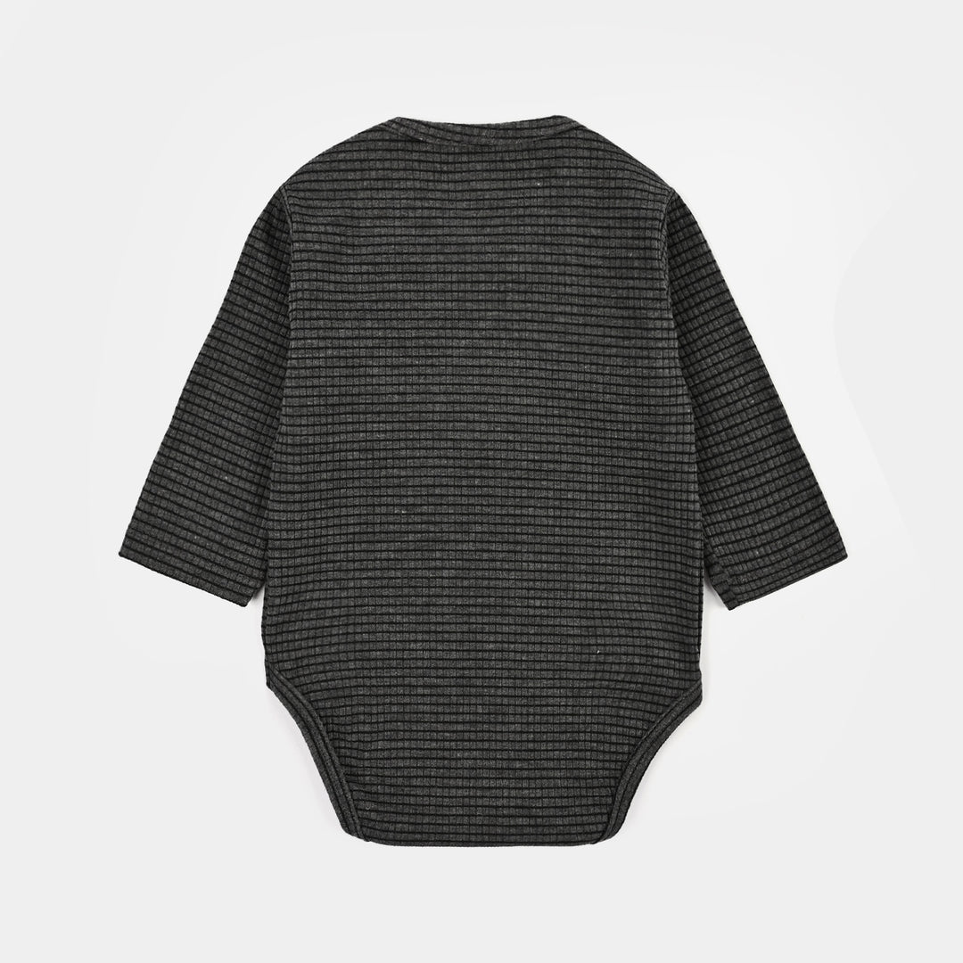 Infant Unisex Yarn Dyed Basic Romper I Love My Daddy-GREY