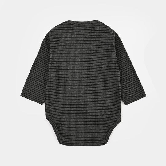 Infant Unisex Yarn Dyed Basic Romper I Love My Daddy-GREY