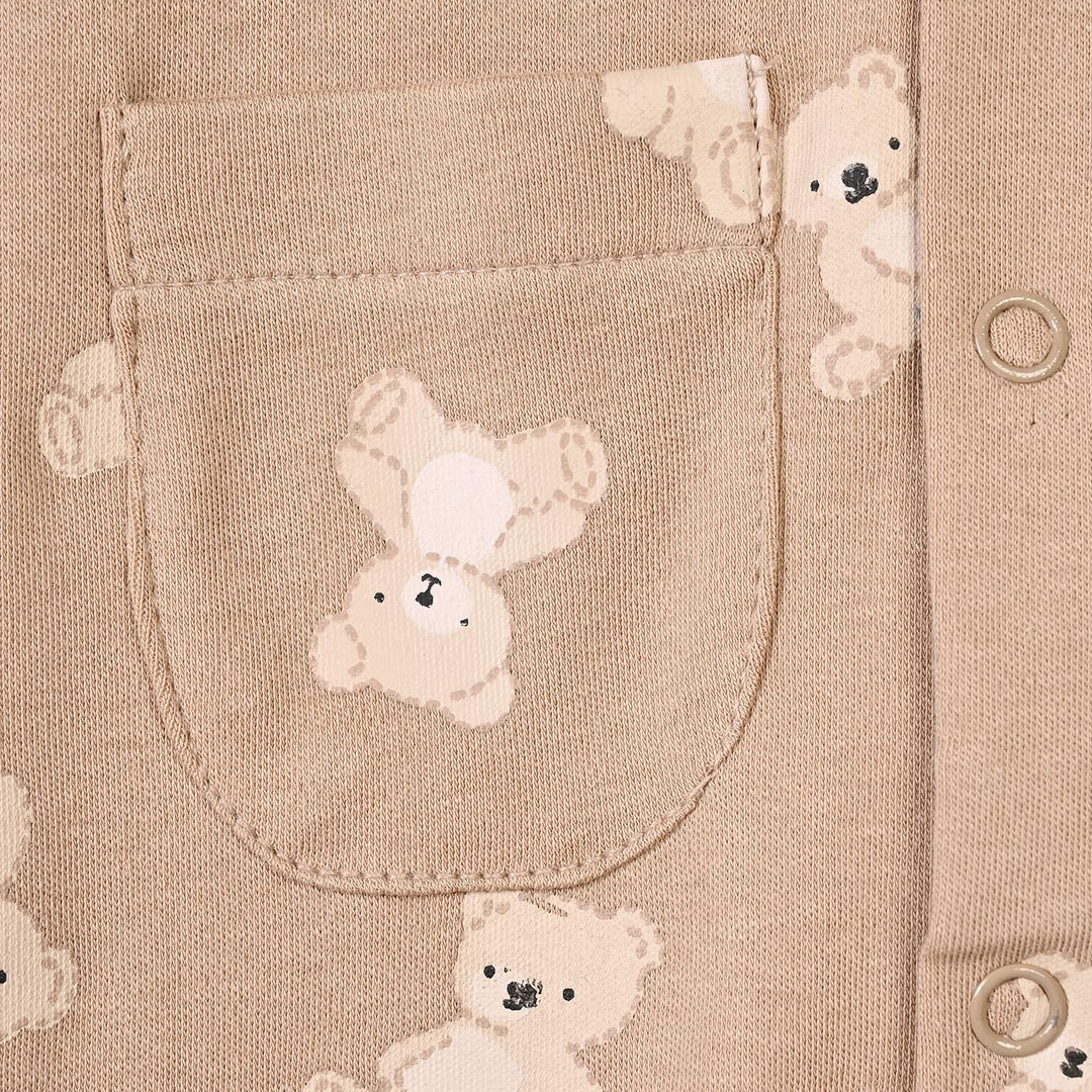 Infant Boys Cotton Interlock Knitted Romper Teddy-Brown