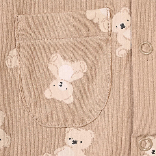 Infant Boys Cotton Interlock Knitted Romper Teddy-Brown