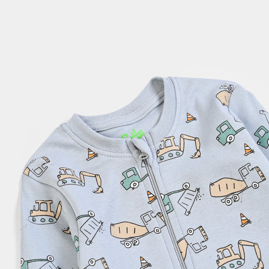 Infant Boys Cotton Interlock Knitted Romper Little Worker