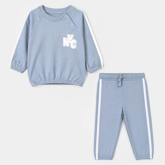 Infant Boys Cotton Interlock Knitted Suit NYC-Blue
