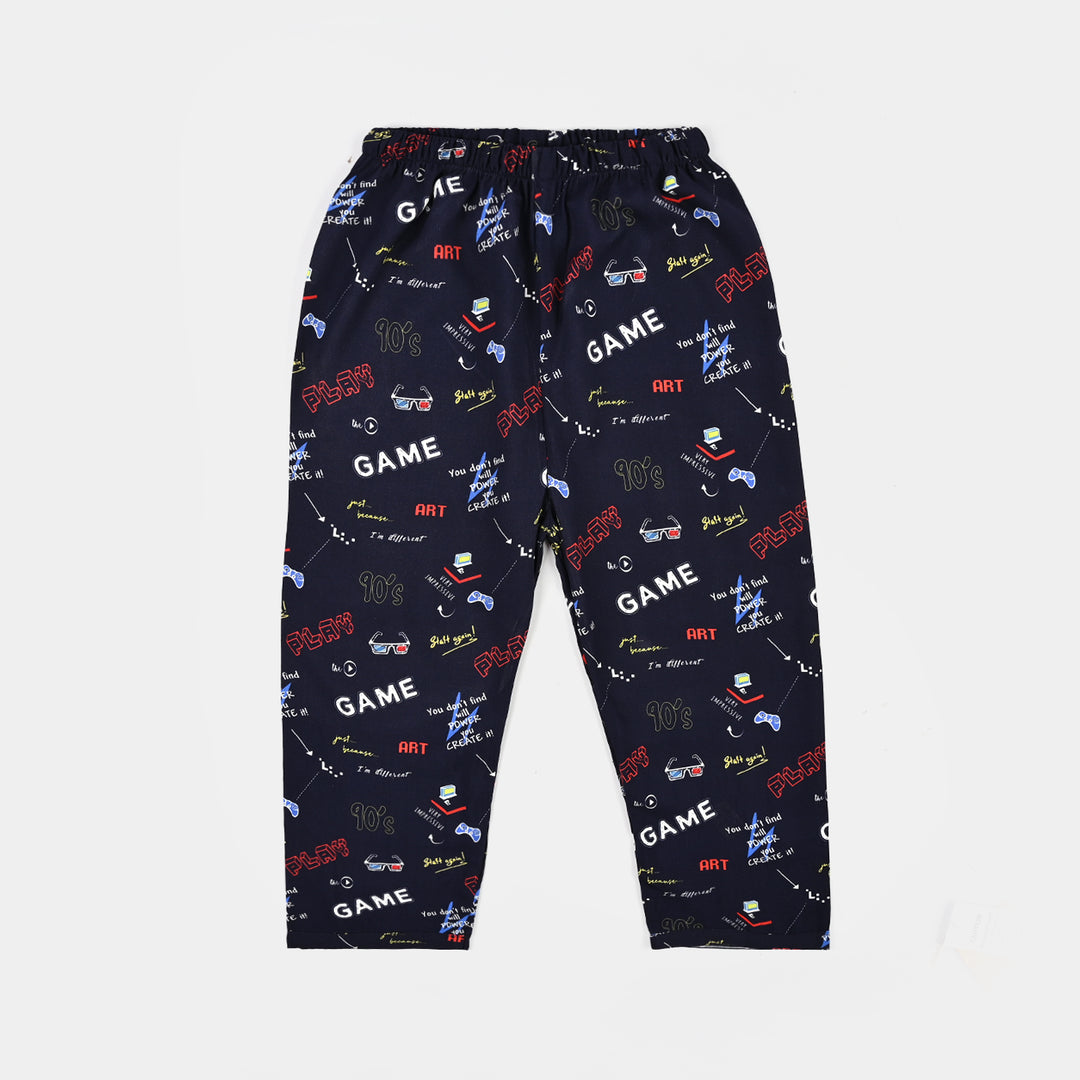 Boys Linen Viscose Nightwear-90's Game-NAVY