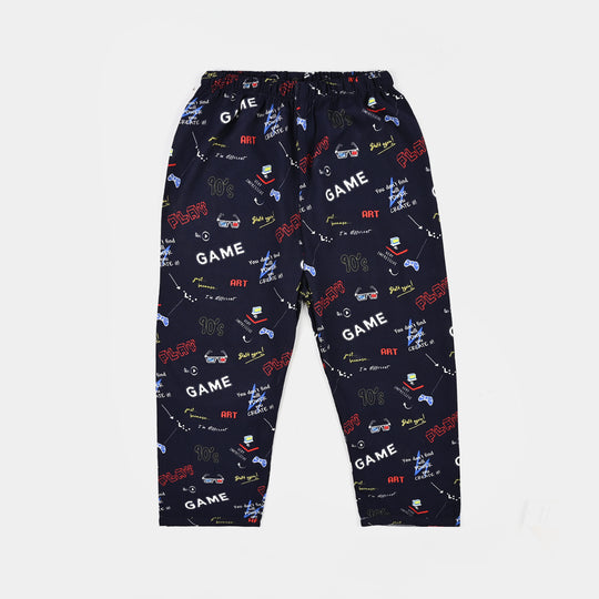 Boys Linen Viscose Nightwear-90's Game-NAVY