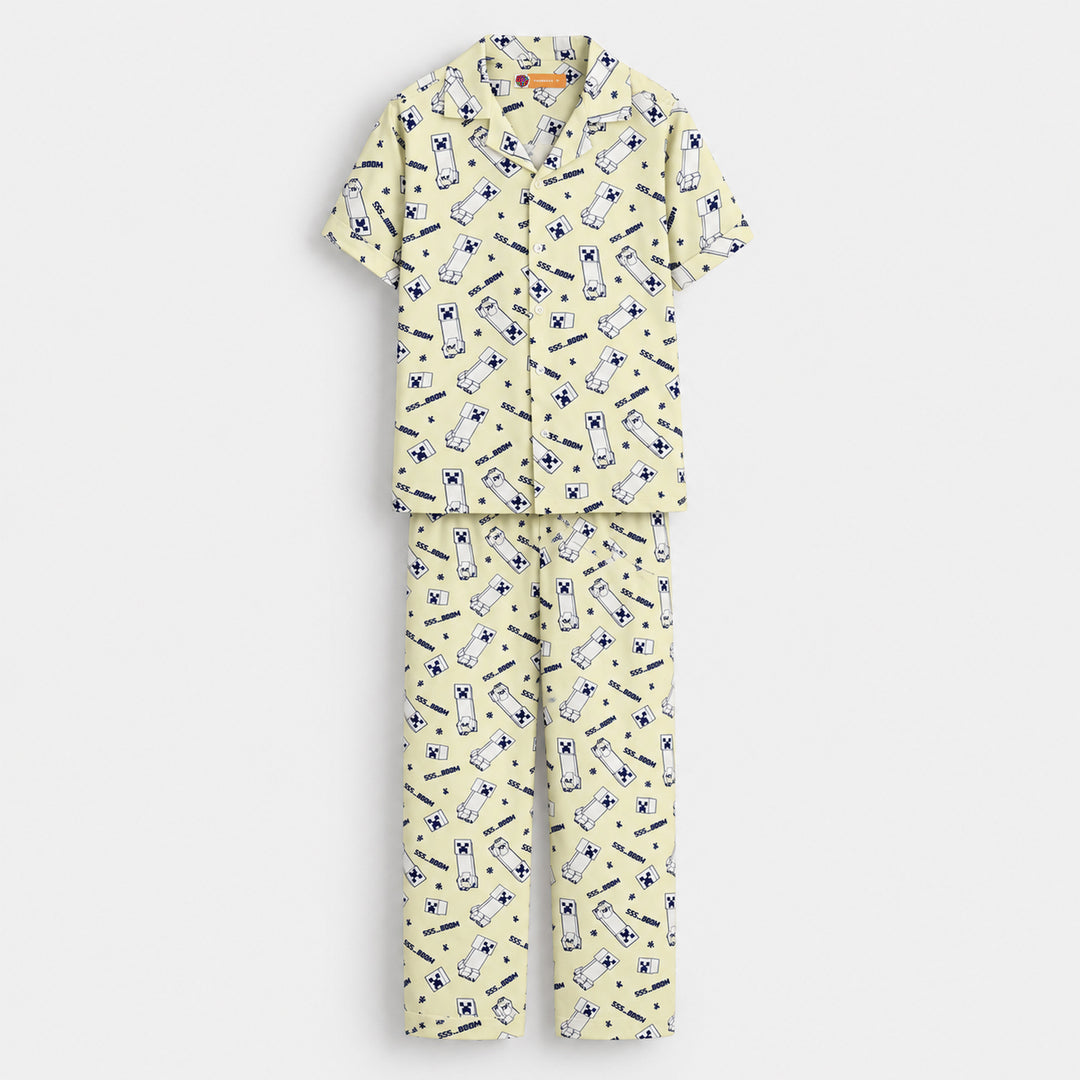 Boys Linen Viscose Nightwear - Light Yellow