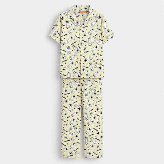 Boys Linen Viscose Nightwear - Light Yellow