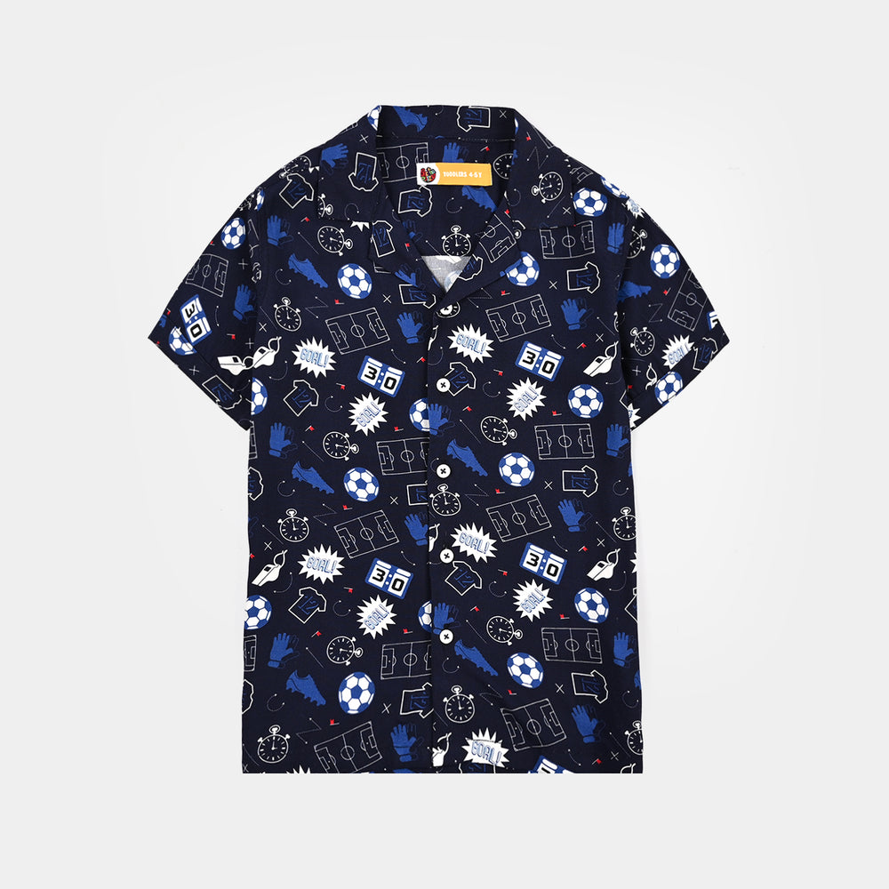 Boys Linen Viscose Nightwear-Goal-NAVY