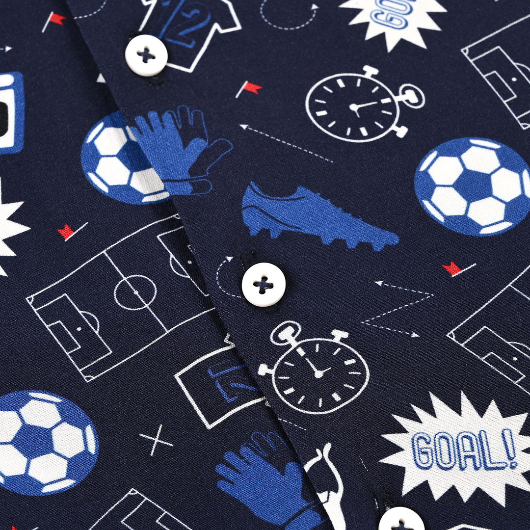 Boys Linen Viscose Nightwear-Goal-NAVY