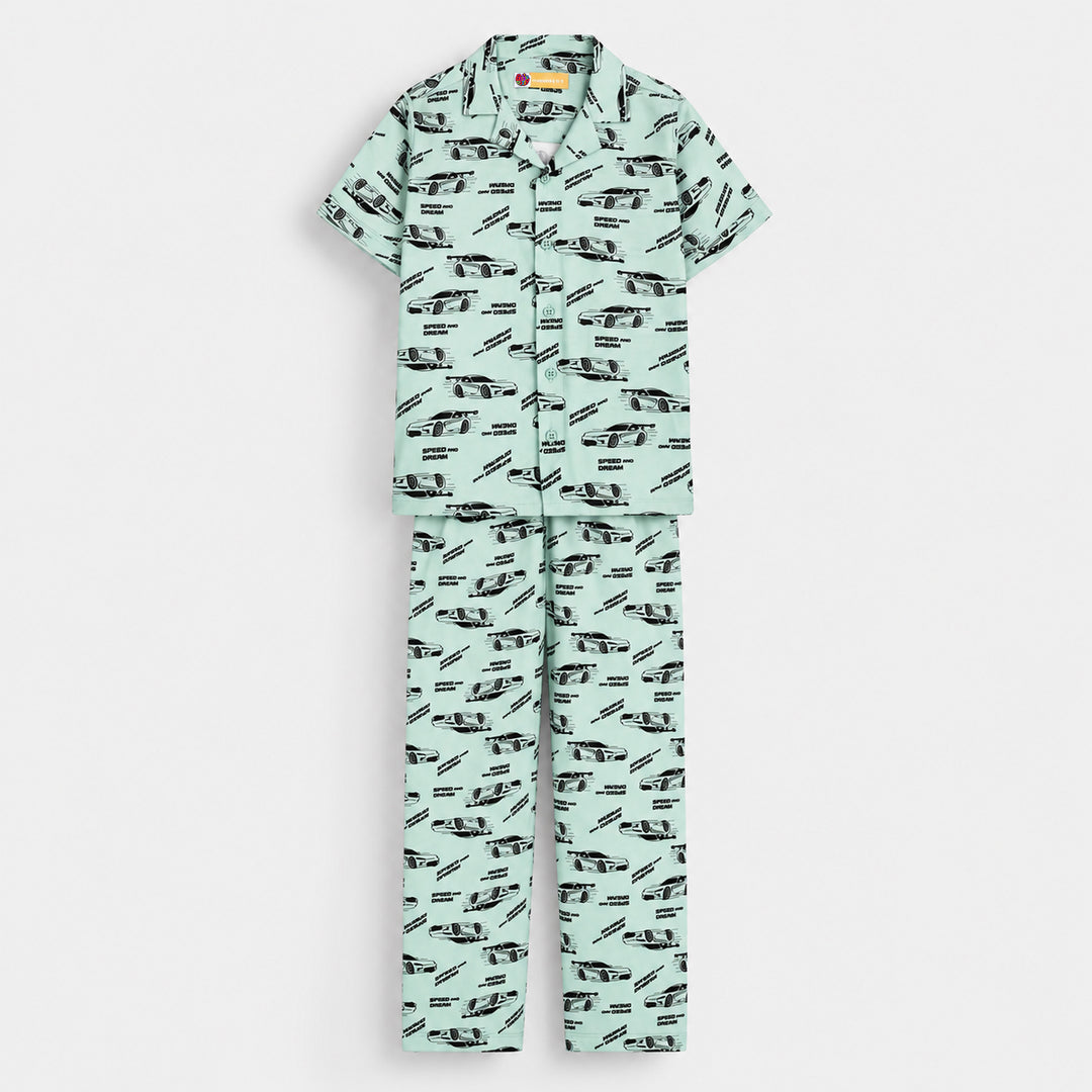 Boys Linen Viscose Nightwear - Speed & Dream - Sea Green
