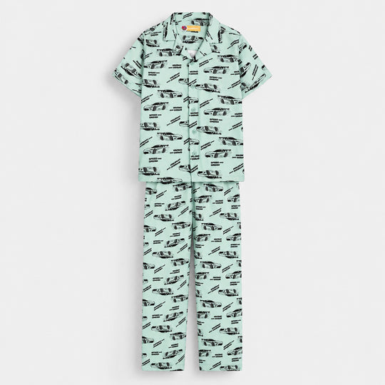 Boys Linen Viscose Nightwear - Speed & Dream - Sea Green