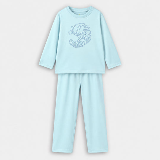Boys Poly Cotton Jersey Night Suit Character - BLUE