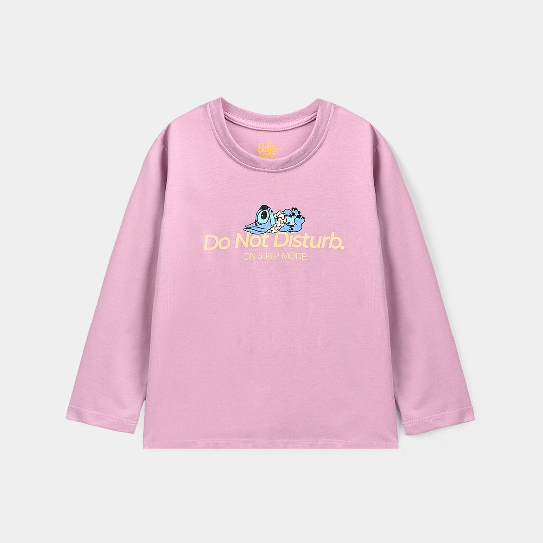 Girls PC Jersey Night Suit Do not Disturb-Purple