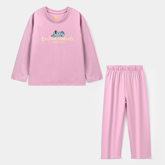 Girls PC Jersey Night Suit Do not Disturb-Purple