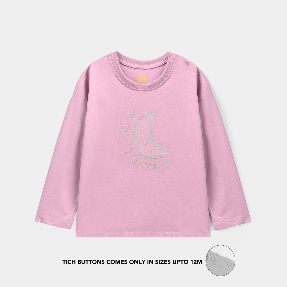 Infant Girls Poly Cotton Jersey Night Suit Moon-Purple