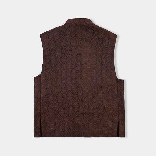 Boys Poly Viscose 3Piece Suit (Damask)-BROWN